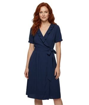 Shabby Apple Blue Ruffle Wrap Maxi Dress Medium